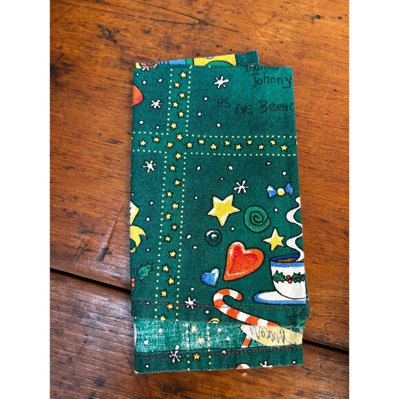 Lot Of 7 Vintage Cloth Napkins Assorted Christmas Holiday Patterns Handmade - Picture 5 of 12
